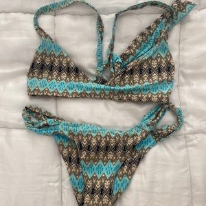 blue , tan & black frankies bikini